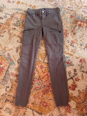 White House Black Market Women's Skinny Moto-Style Pants in Brown